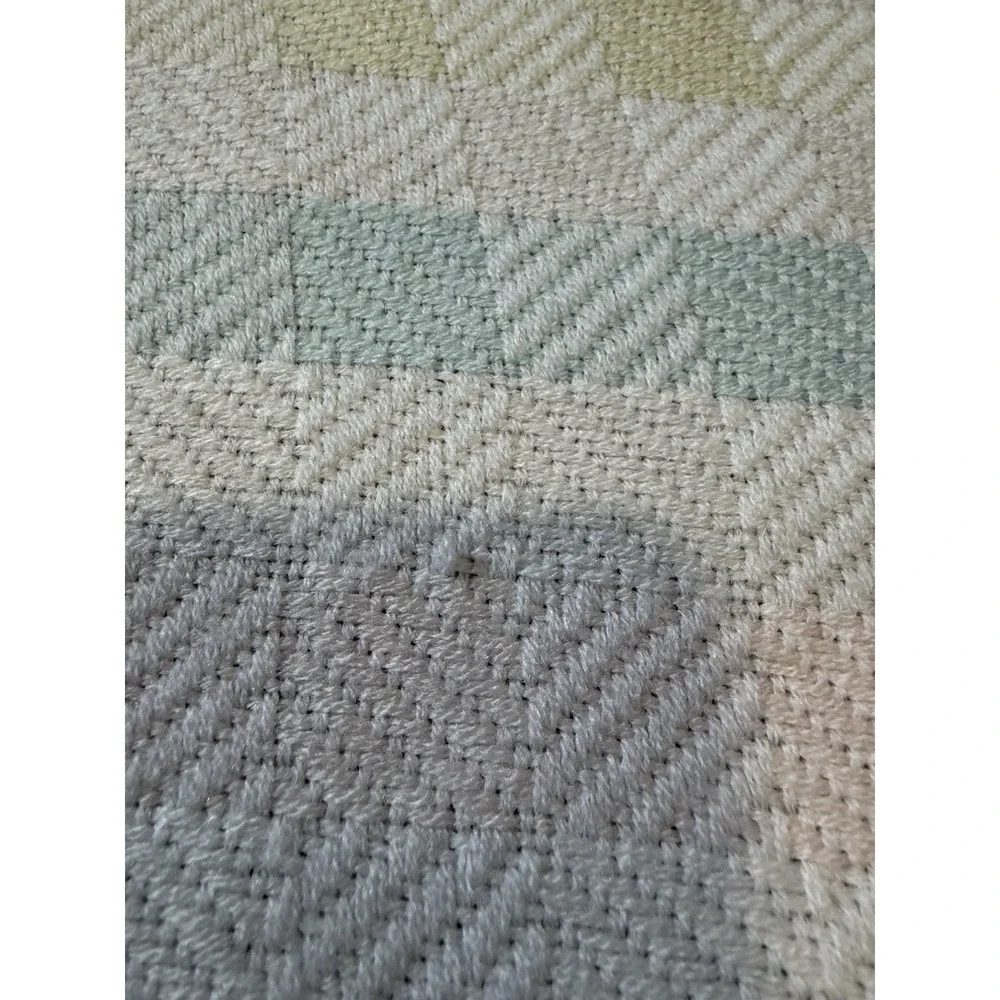 Vintage Waffle Weave Acrylic Baby Blanket Fringe Edge 35